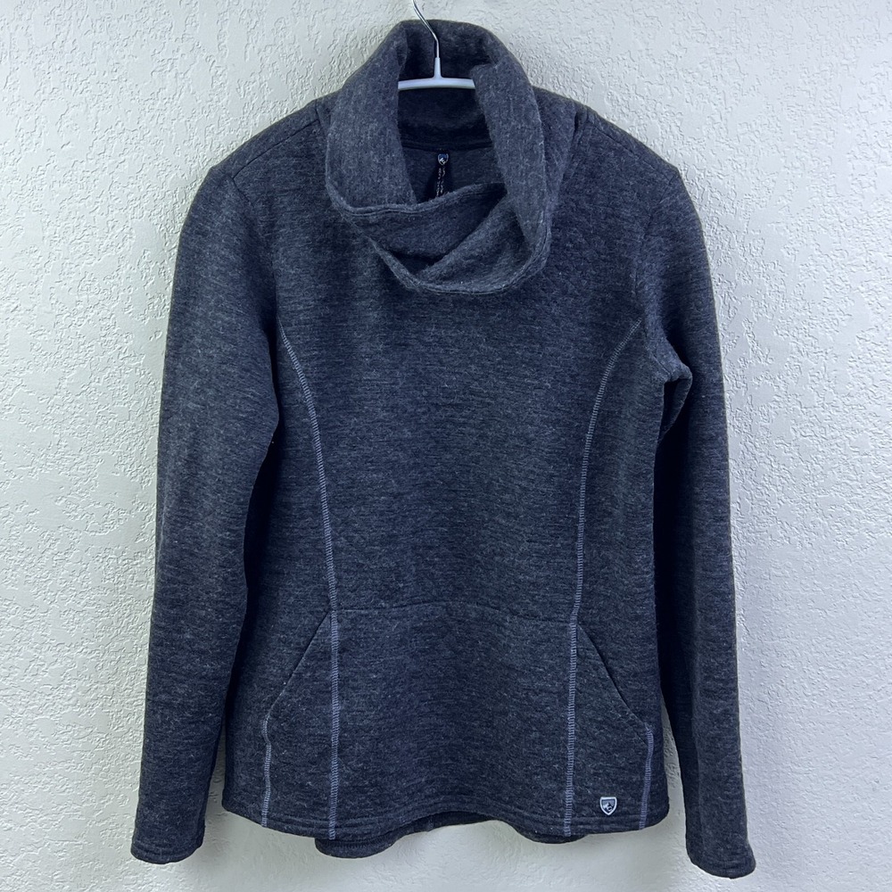 Kuhl Women's Athena Pullover XS Gray Quilted Wool Cowl Neck Sweater Top 4214